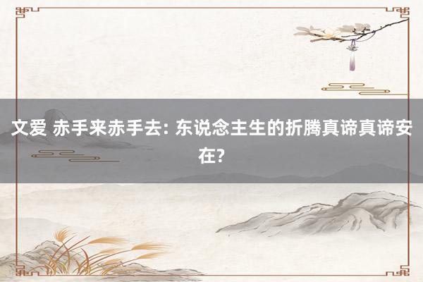 文爱 赤手来赤手去: 东说念主生的折腾真谛真谛安在?